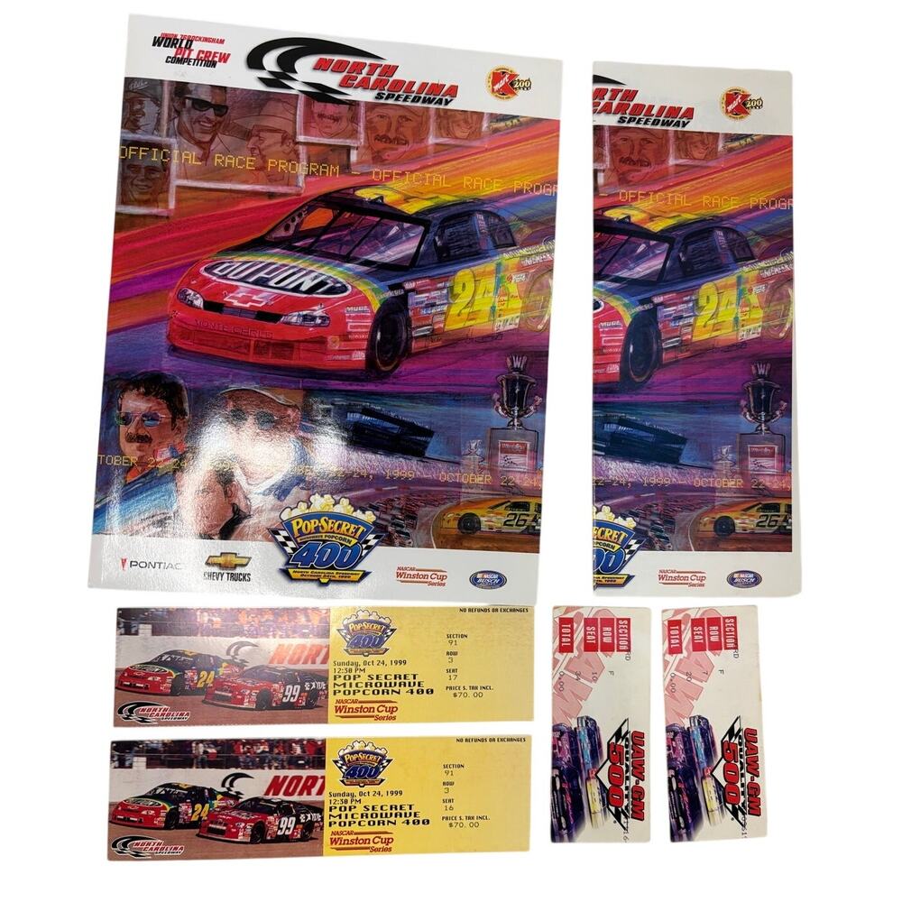 1999 NASCAR Winston Cup Series NC Speedway Program & Tickets Memorabilia